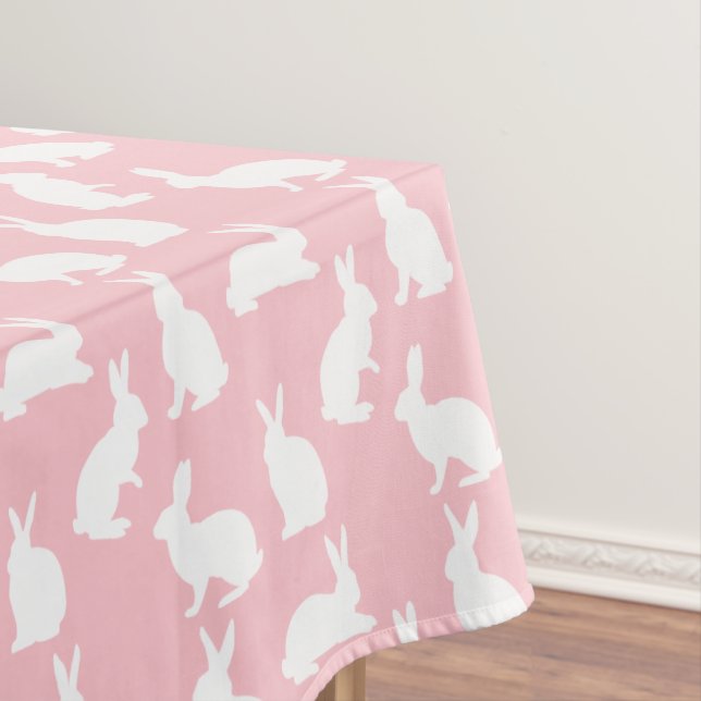 Mantel Bunny Silhouettes On Blush Pink Easter Pattern (In Situ)