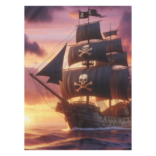Mantel Buque pirata al amanecer (Anverso)