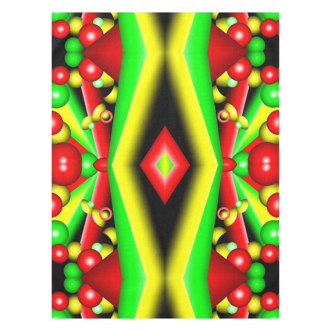 Mantel Burbujas Y Rayas Amarillas Rojas De Citrus Resumen (Anverso)