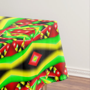 Mantel Burbujas Y Rayas Amarillas Rojas De Citrus Resumen