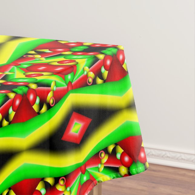 Mantel Burbujas Y Rayas Amarillas Rojas De Citrus Resumen (In Situ)