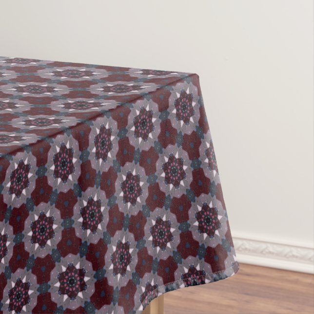 Mantel Burgundy & Gray Floral Painted Quilt (In Situ)