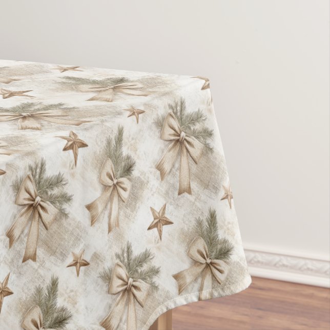 Mantel Burlap Bow y Estrellas Rústicas con Agujas de Pino (In Situ)