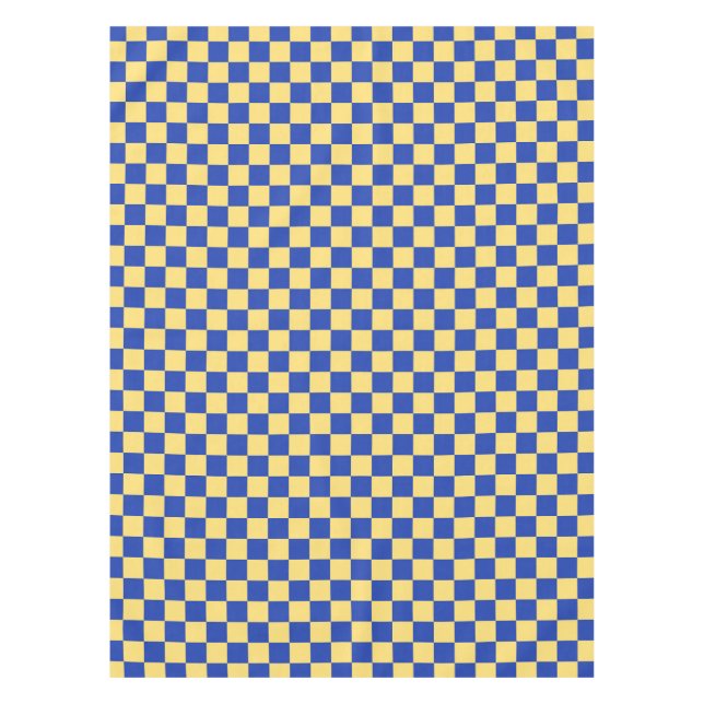 Mantel Butter yellow and blue checkered board pattern (Anverso)