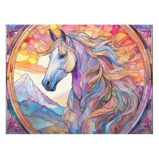Mantel Caballo blanco en vidrio emplomado