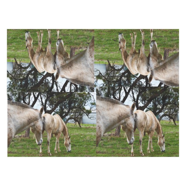 Mantel Caballos Blancos Fangosos, (Frente (Horizontal))