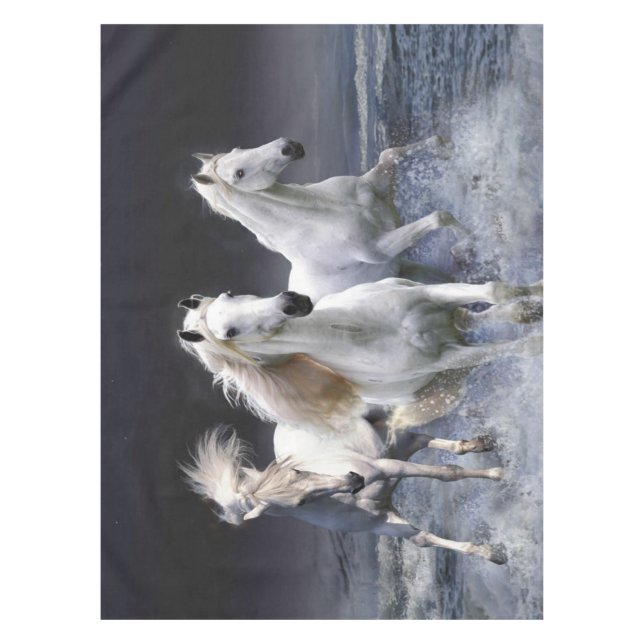 Mantel Caballos corriendo lanzando almohada (Anverso)