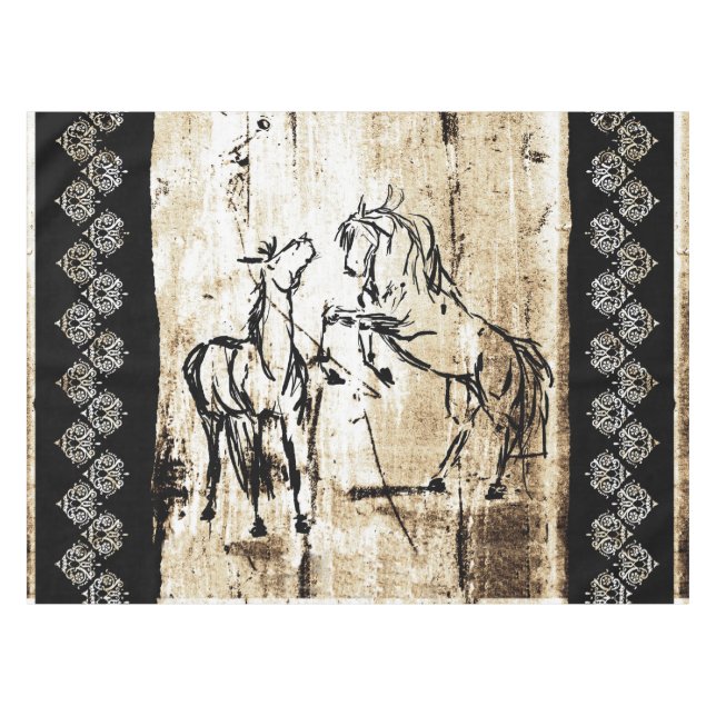 Mantel Caballos de crianza de arte equino (Frente (Horizontal))