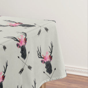 Mantel Cabeza de ciervo geométrica con flores y flechas c