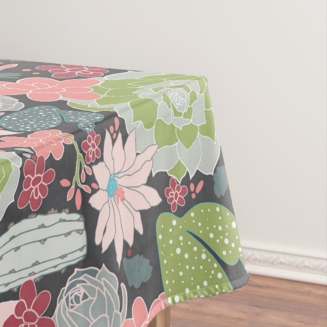 Mantel Cactus Y Suculentas Plantas Verdes Rosa Azul (In Situ)