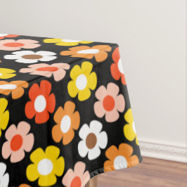 Mantel Caída Retro Flores de Otoño Patrón Negro