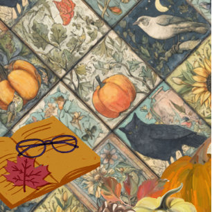 Mantel Calabaza búho flor aspecto patchwork otoño vintage