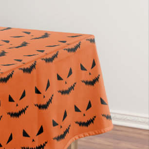 Mantel Calabaza de Halloween cara negra patrón naranja
