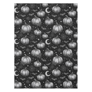Mantel Calabaza de Halloween en blanco y negro, murciélag