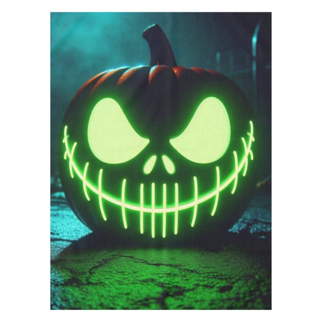 Mantel Calabaza de Halloween verde chillón (Anverso)