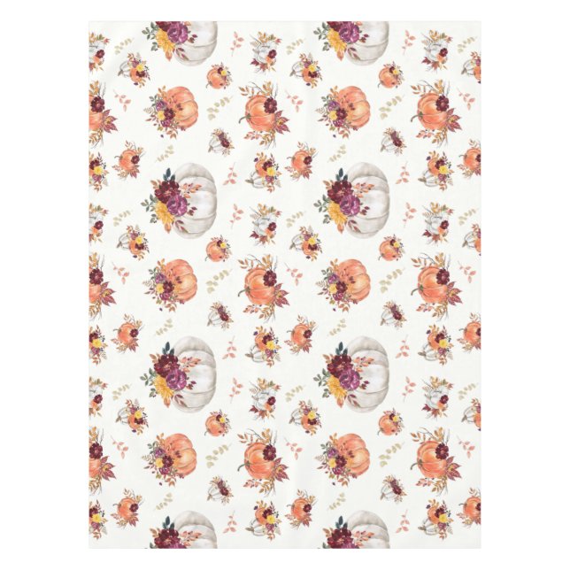 Mantel Calabaza floral y hojas impresas (Anverso)