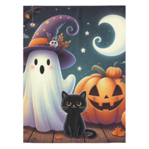 Mantel Calabaza, gato y fantasma de Halloween.