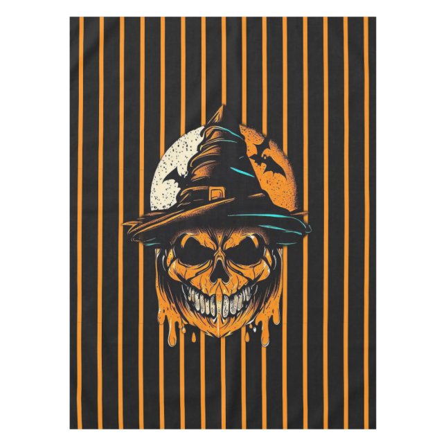 Mantel calabaza/Halloween/calavera/espeluznante (Anverso)