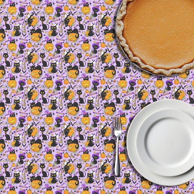 Mantel Calabaza Halloween Candy Gatos Negros (Subido por el creador)