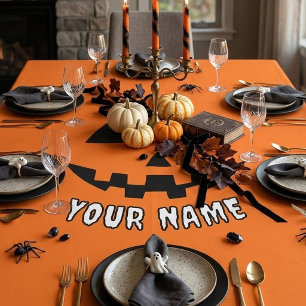 Mantel Calabaza Naranja Personalizada de Halloween con Tu