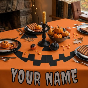 Mantel Calabaza Naranja Personalizada de Halloween con Tu