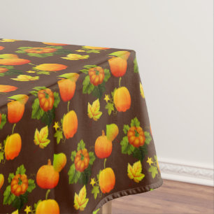 Mantel Calabazas de Acción de Gracias y Hojas de Otoño en