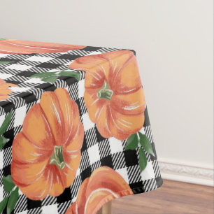 Mantel Calabazas de Otoño con Cuadro Negro y Blanco de Ot