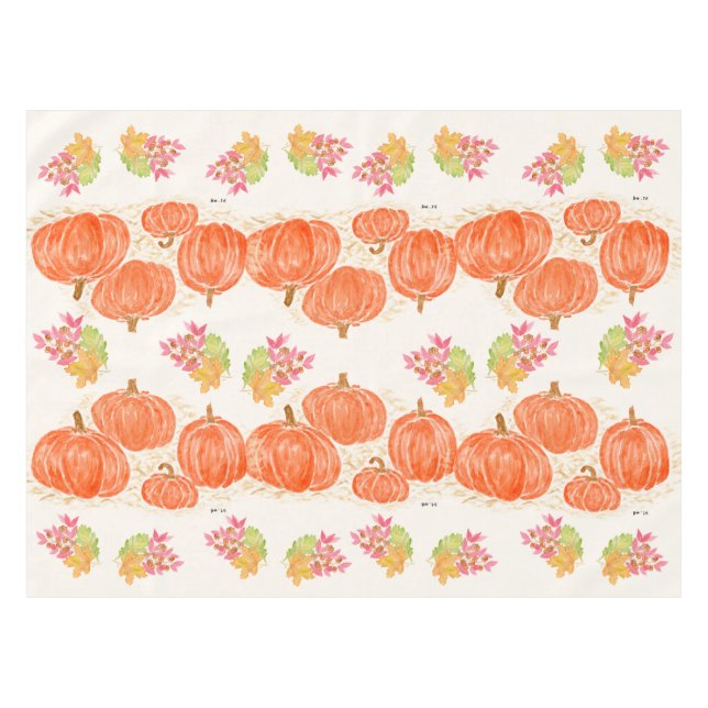 Mantel Calabazas de otoño hojas acuáticas pintadas a mano (Frente (Horizontal))