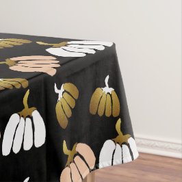 Mantel Calabazas Estilizadas en Negro, Rosado, Blanco y D