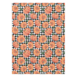 Mantel Calabazas otoñales con caída de Gingham en blanco 