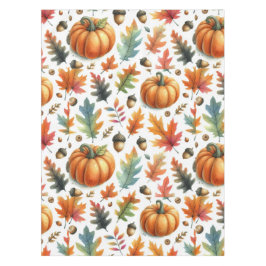 Mantel Calabazas y hojas de otoño en blanco