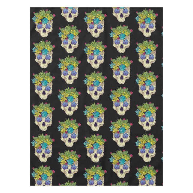 Mantel Calavera con cristales y suculentos (Anverso)