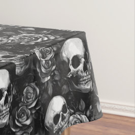 Mantel Calaveras y Rosas Halloween Negro