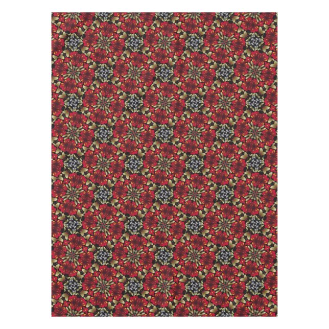 Mantel Calidoscopio Mandala Rojo Tropical (Anverso)