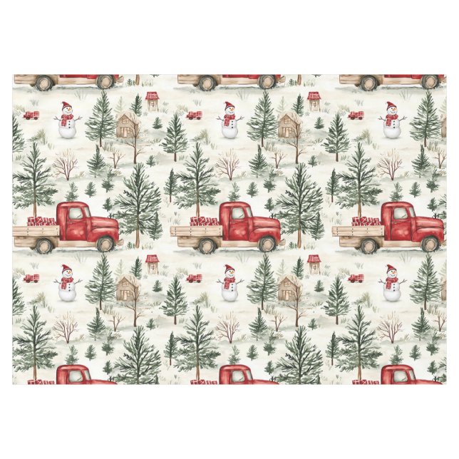 Mantel Camión Rojo con Regalos y Snowman Medium (Frente (Horizontal))