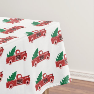 Mantel Camión rojo y árbol