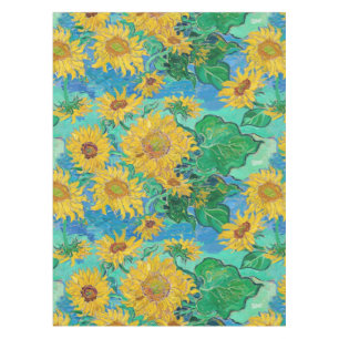 Mantel Campo de Girasoles Rojo Naranja Amarillo Azul Van 