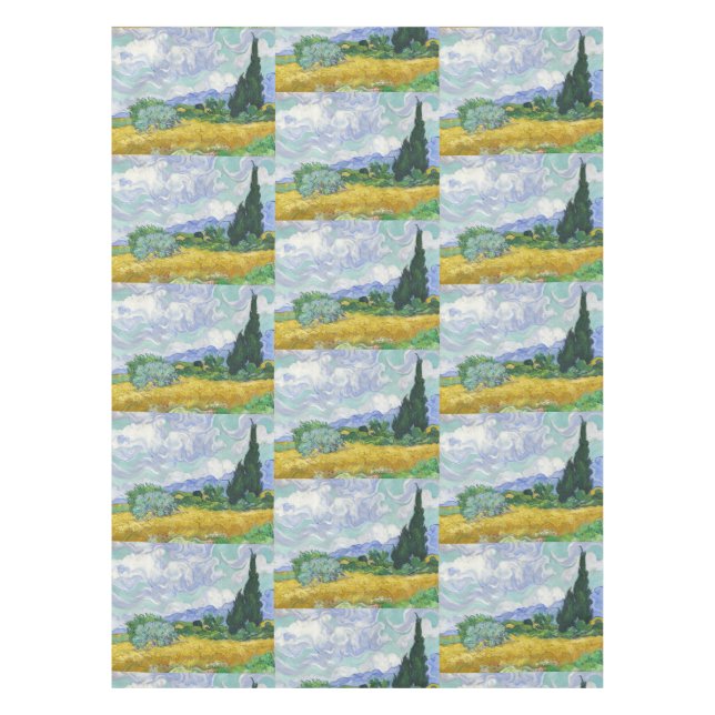 Mantel Campo de trigo con cipreses de Van Gogh Arte (Anverso)
