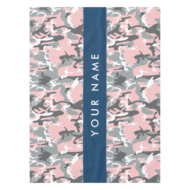 Mantel Camuflaje rosa y gris Tu nombre Personaliza (Anverso)