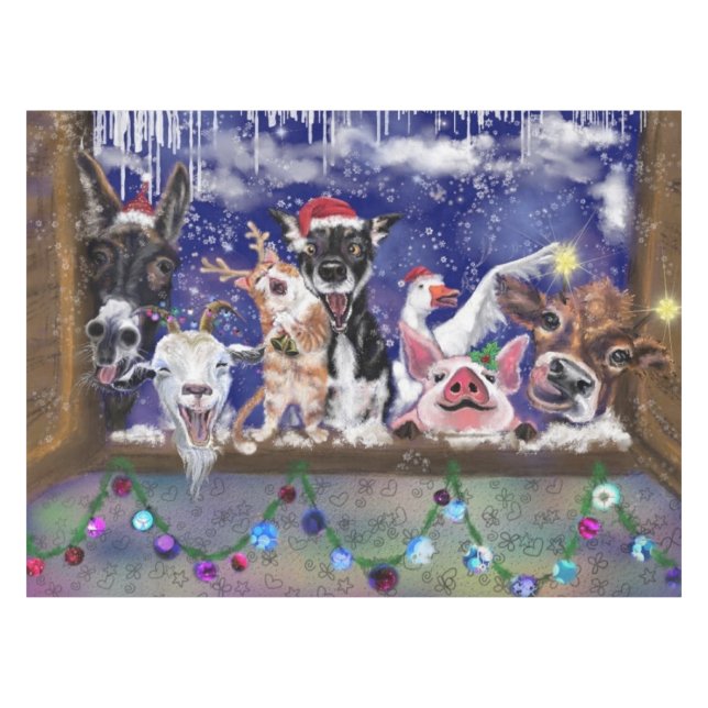 Mantel Canción de navidades - Fiesta de animales (Frente (Horizontal))