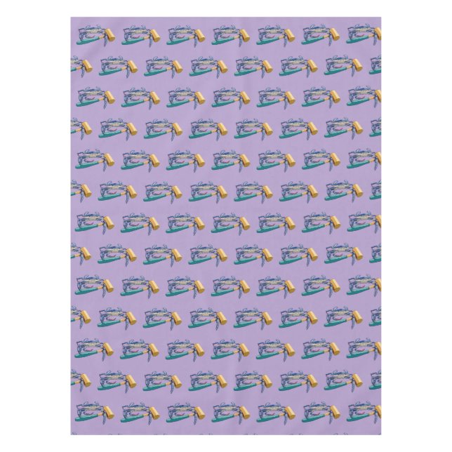 Mantel Cangrejo azul dibujado a mano con hervidor de cang (Anverso)