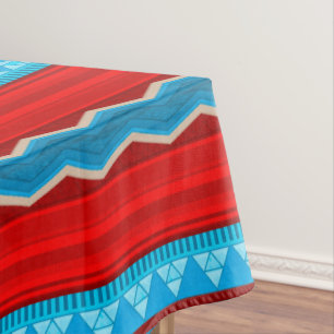 Mantel Cañón del río suroeste Geométrico Rojo Turquesa Sm
