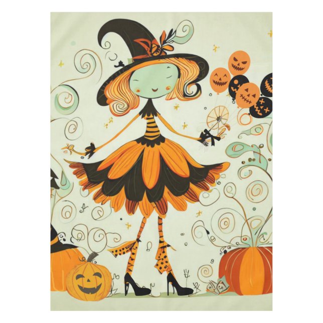 Mantel capricho/bruja/calabaza/caída (Anverso)