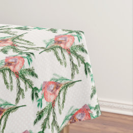 Mantel Cardenales rojos en Navidades de ramas verdes