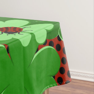 Mantel Cariñosa Mariquita Insecto Verde Rojo Trébol Hojas