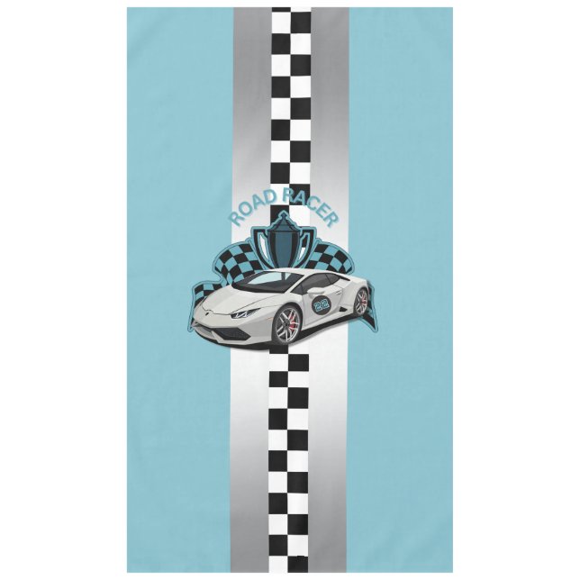 Mantel Carreras de coche verde, negro y blanco (Anverso)