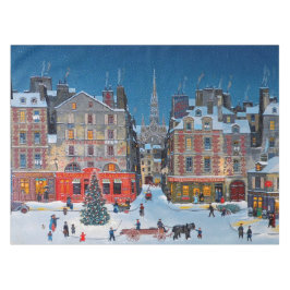 Mantel Carro dibujado por vintage Christmas Village