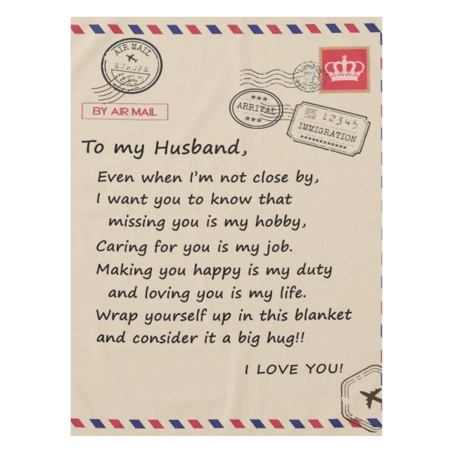 Mantel Carta Personalizada A Mi Esposo De La Esposa (Anverso)