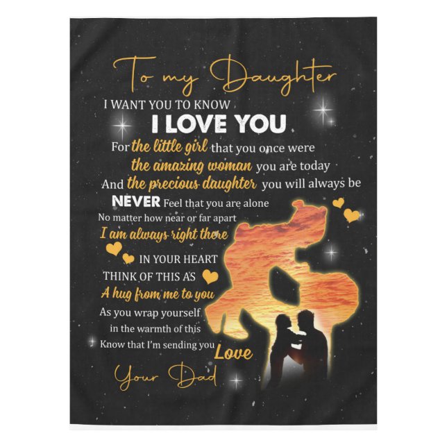 Mantel Carta Personalizada A Mi Hija Amor De Papá (Anverso)