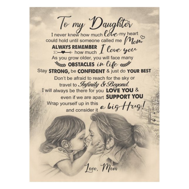 Mantel Carta Personalizada A Mi Hija De Mamá (Anverso)